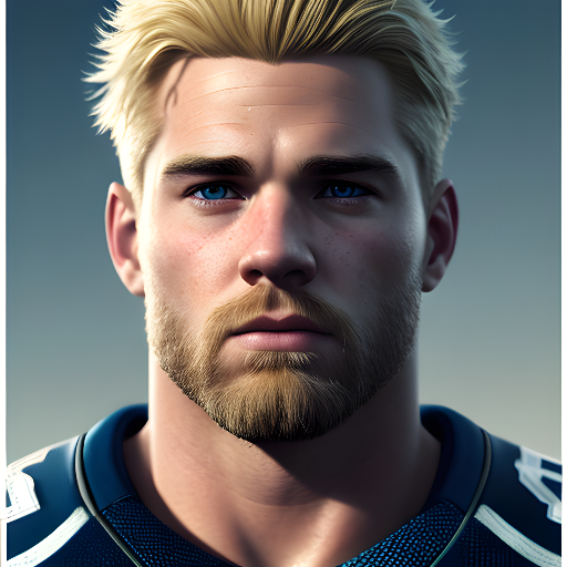 A blonde American Football player.