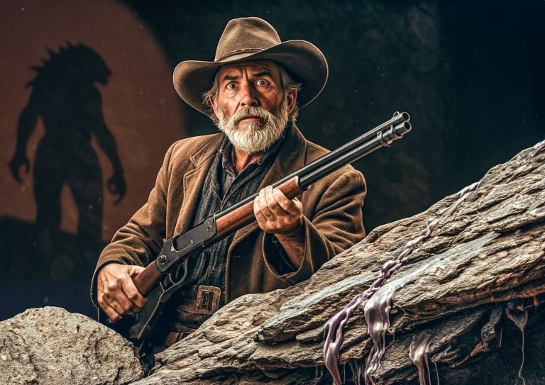 An Old West Prospector hides from a monster