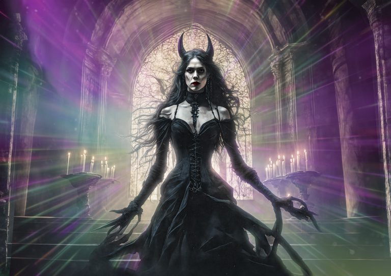 A demon woman in a church