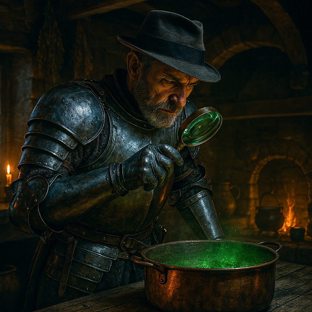 A comedy image of a Knight but wearing